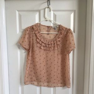 Bow/Polka Dot Print Blouse